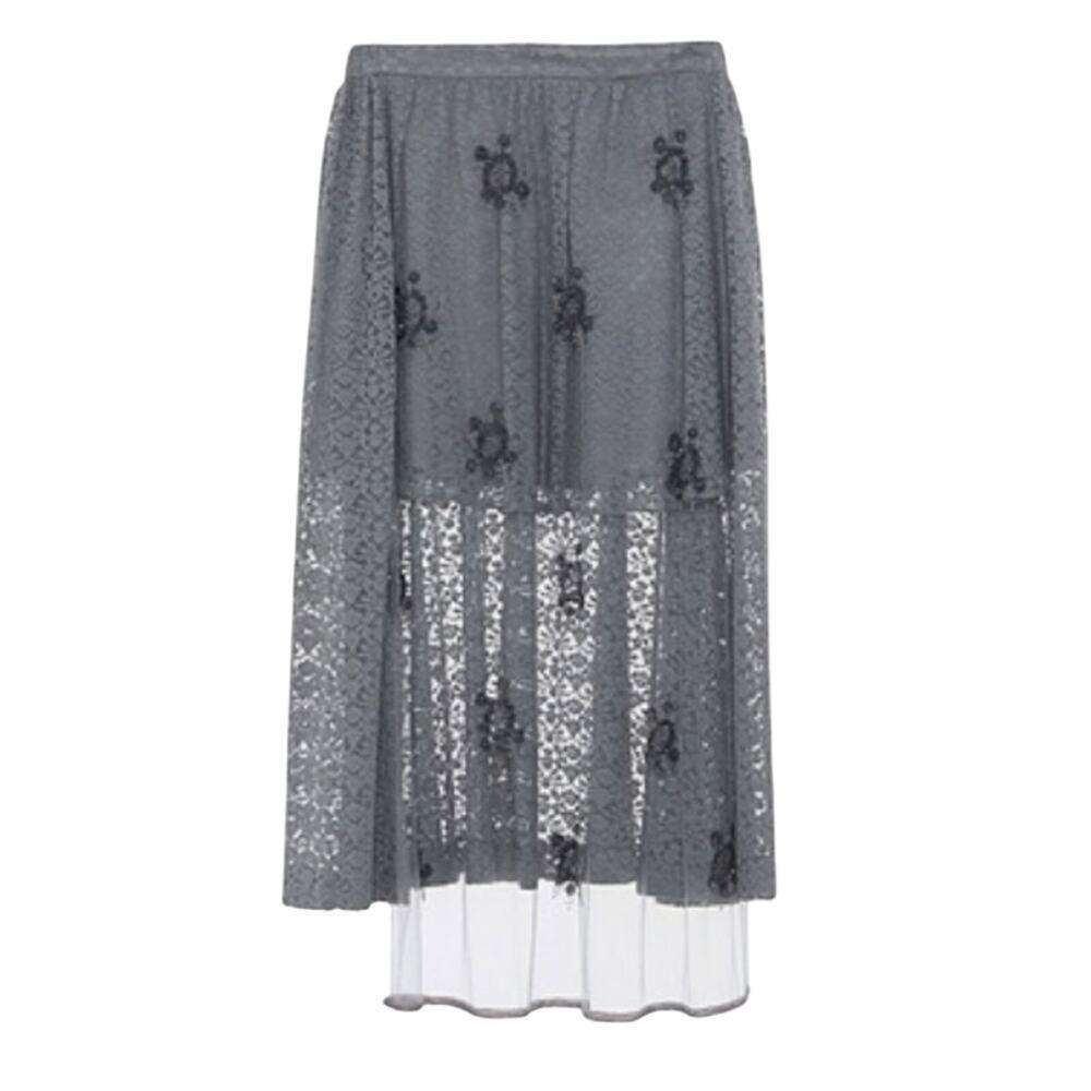 Stella McCartney embellished lace high low skirt silver grey